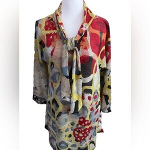 ATELIER 5 GOZDE YILMAZ Artist’s Eclectic Tunic Top Mini Dress With Scarf Size XS